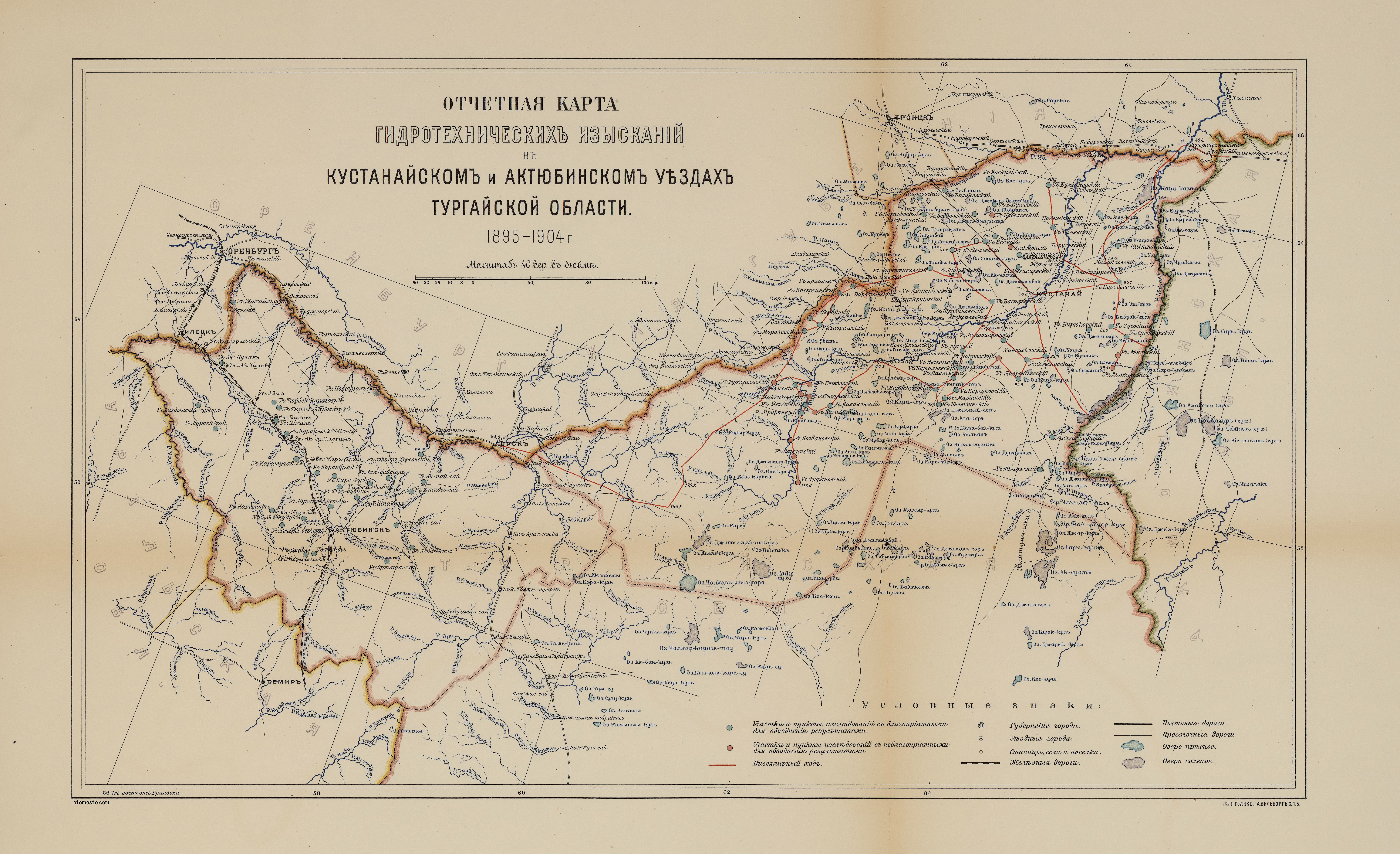 Старая карта кустанайской области