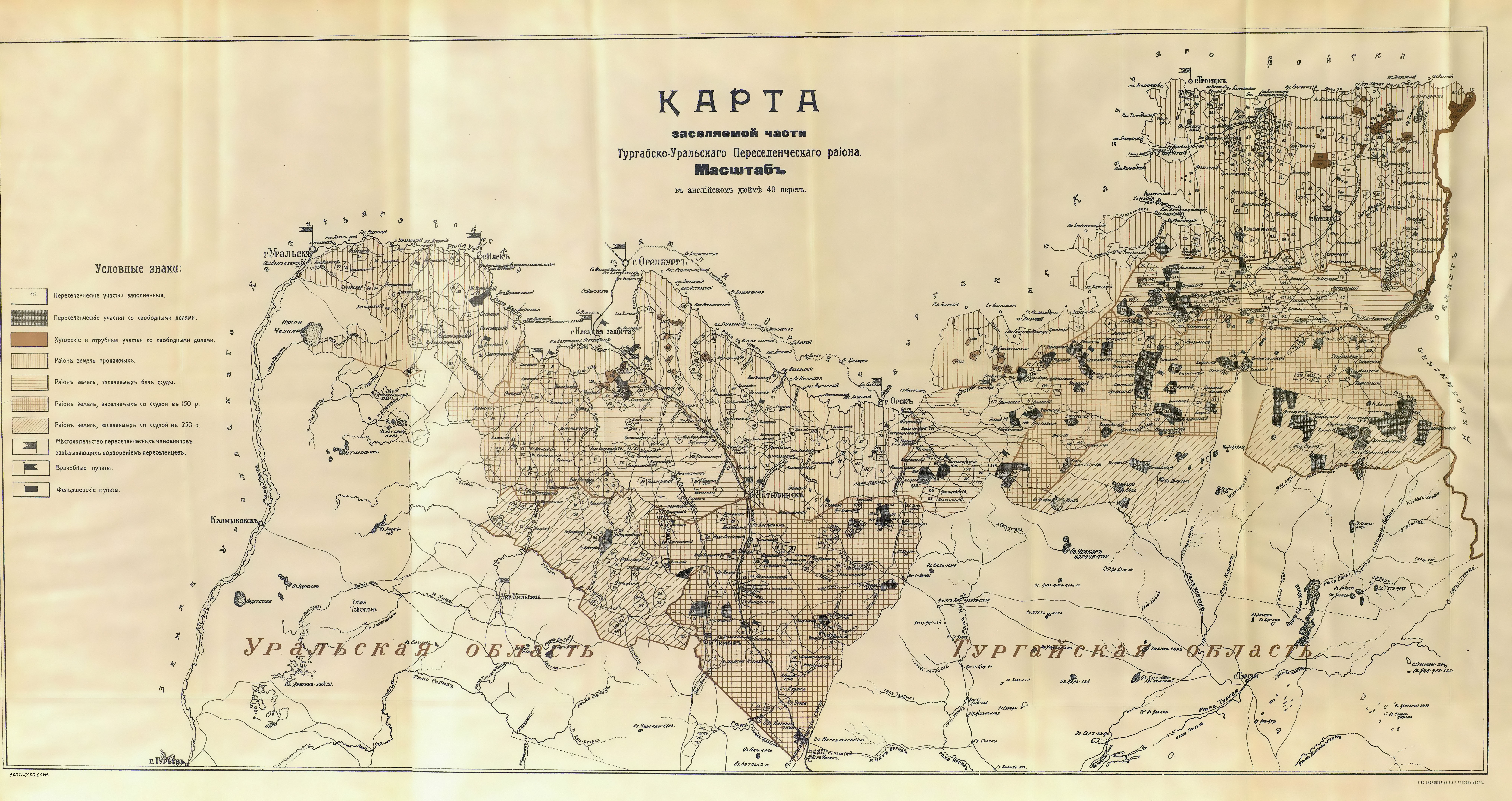 Старая карта кустанайской области