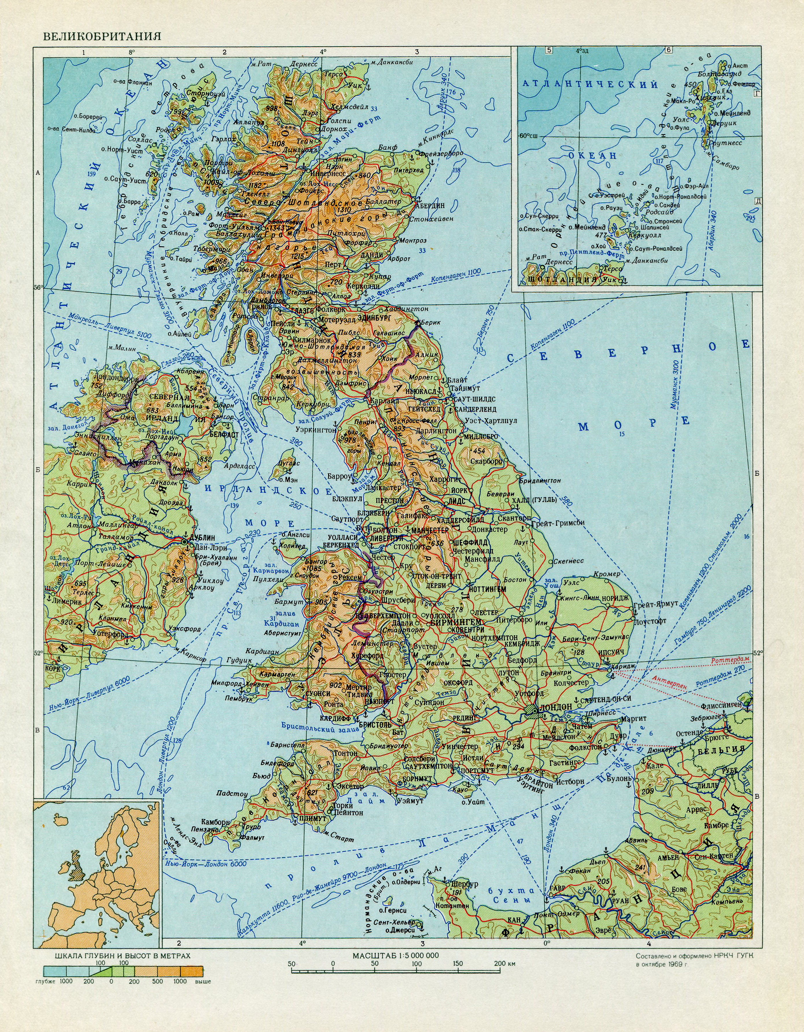 Карта Англии и Великобритании на русском языке с городами