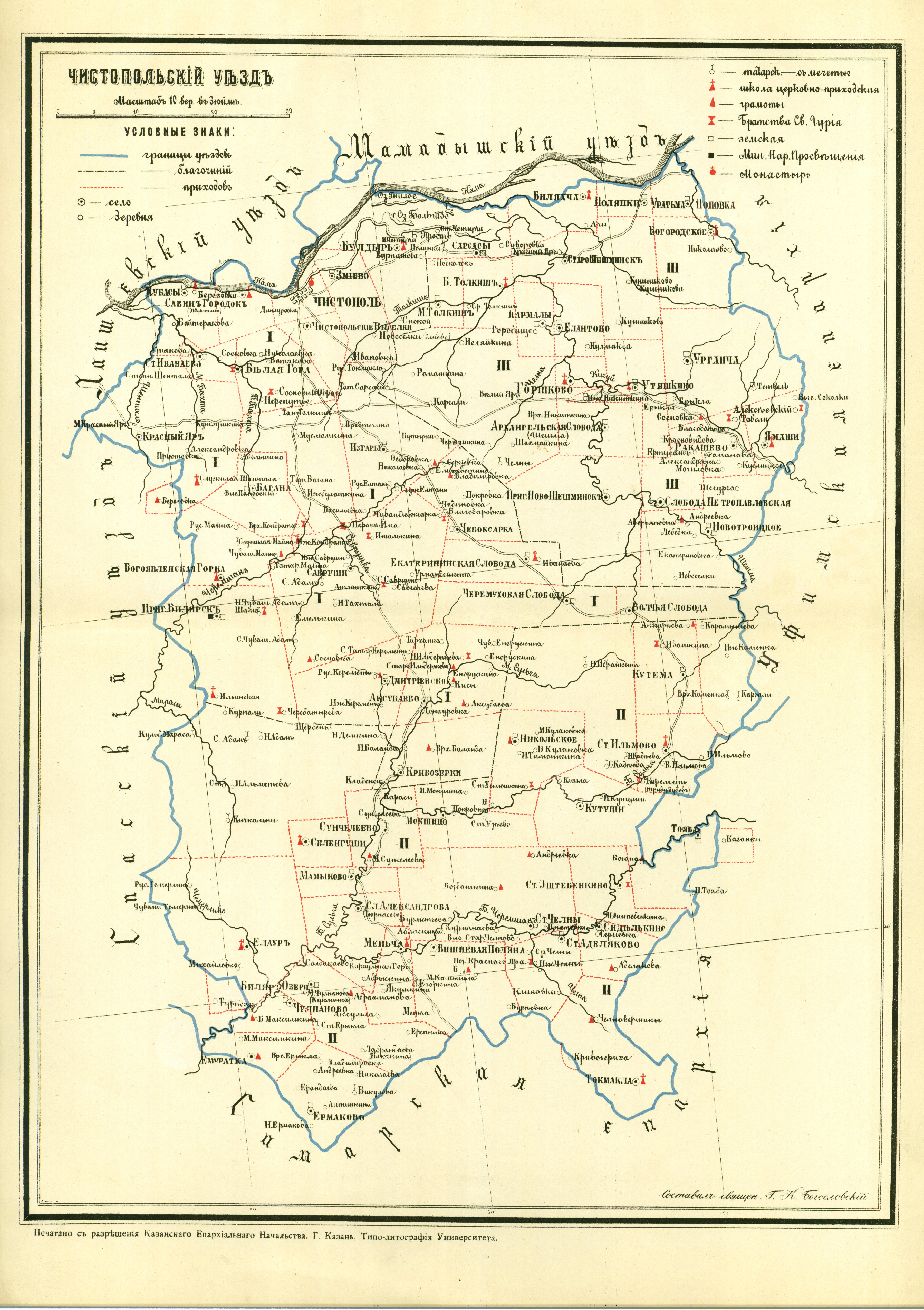 Военно топографическая карта казанской губернии 1880 года