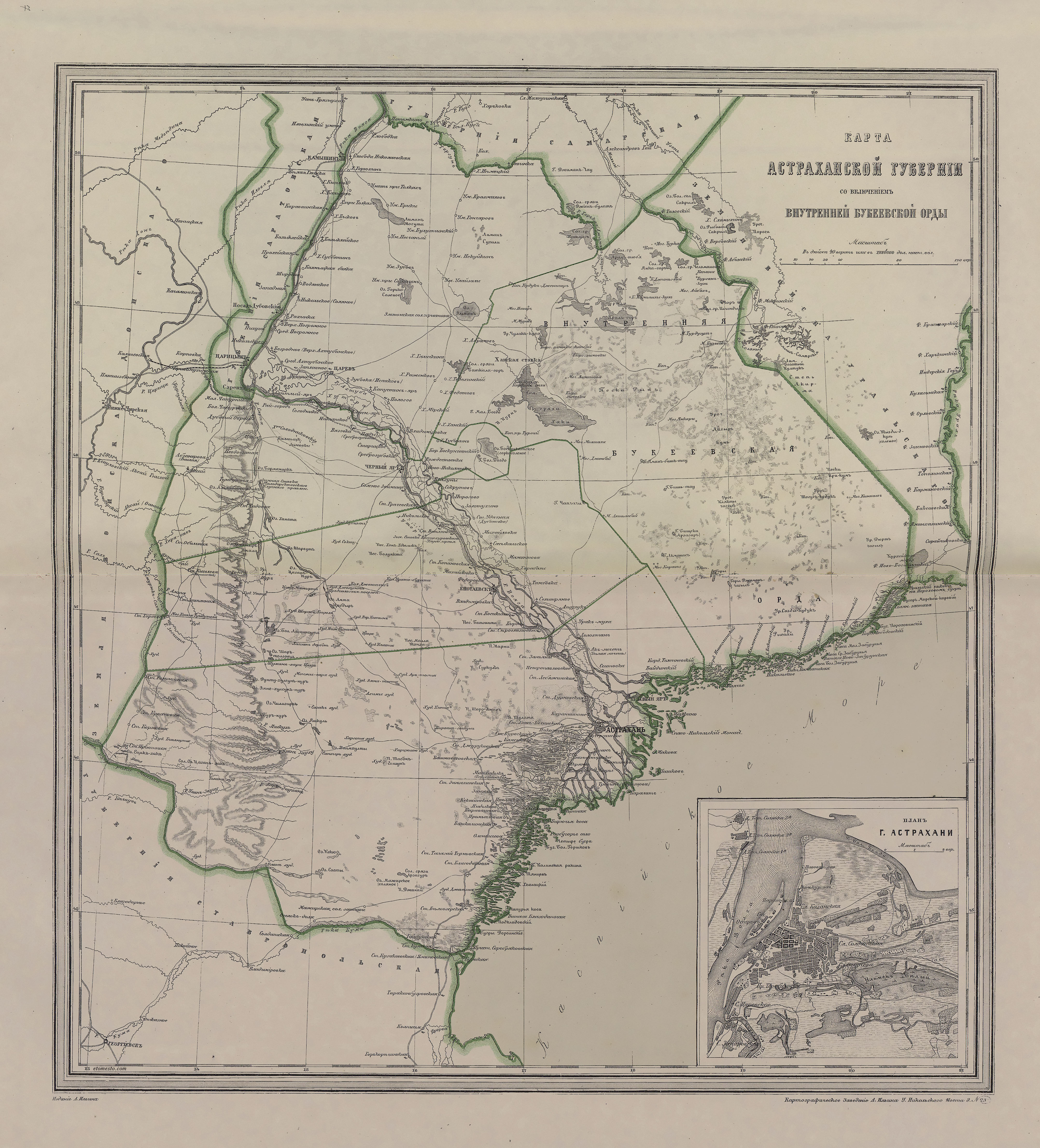 Подробная карта астраханской губернии