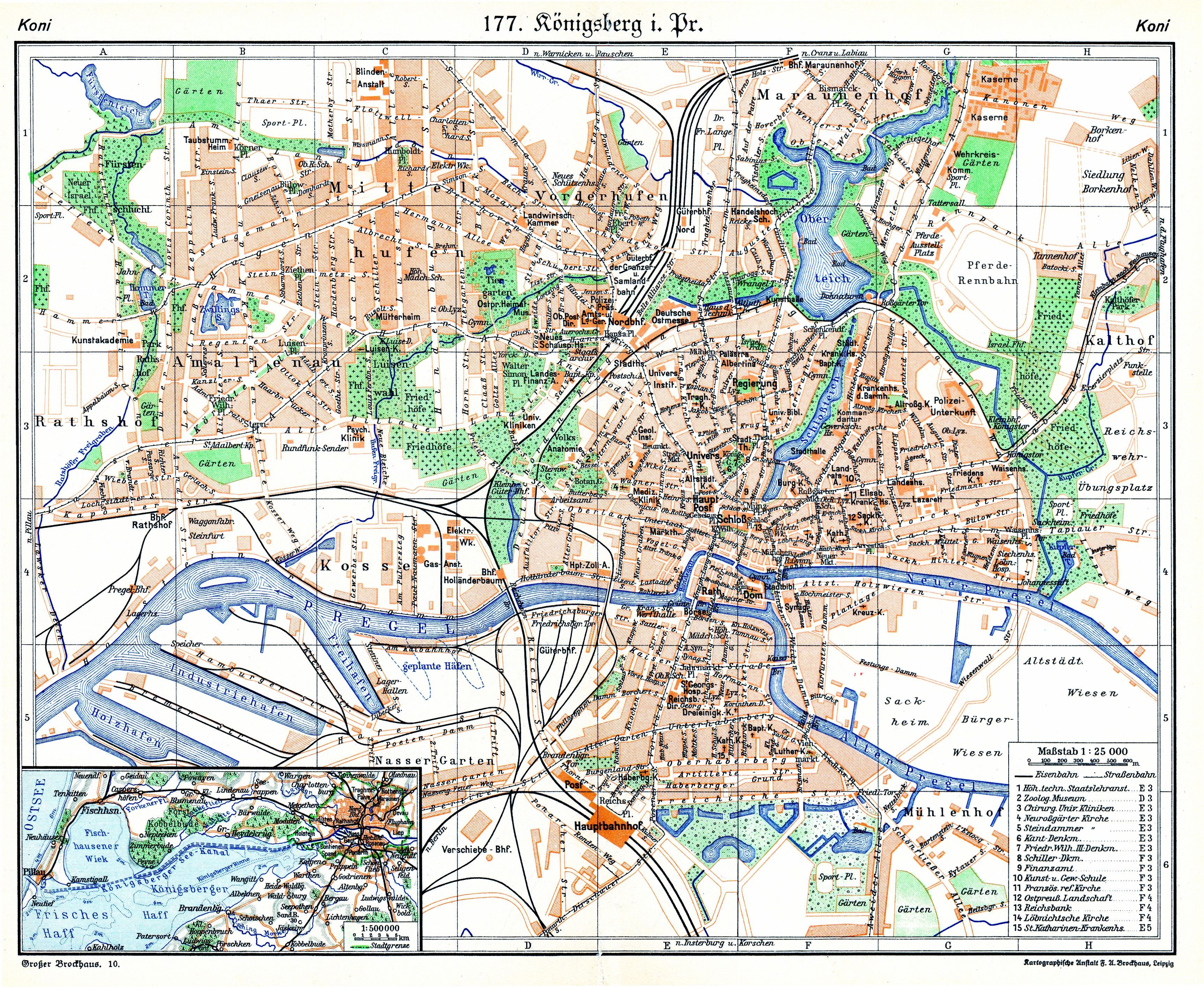 калининград достопримечательности на карте с описанием