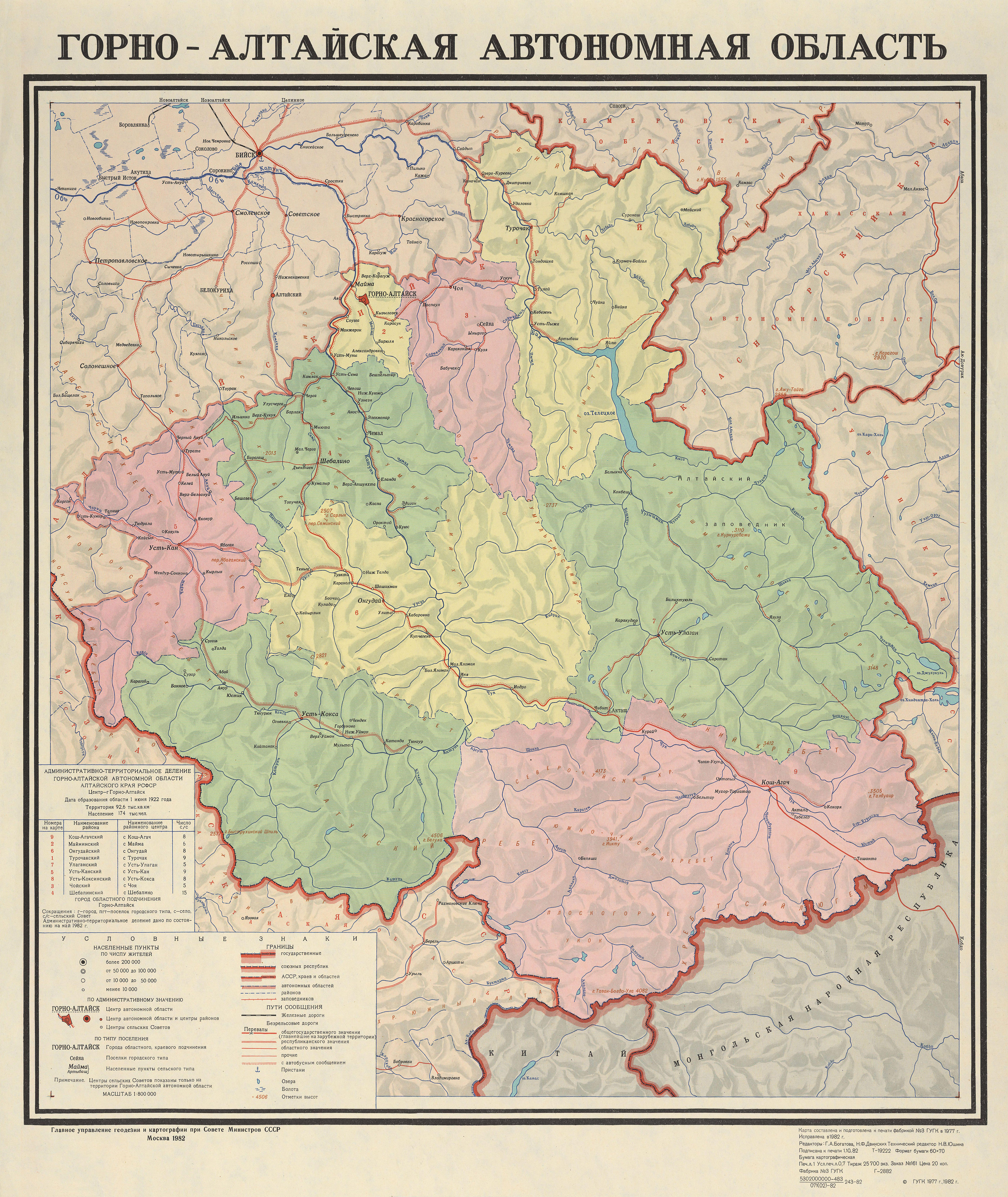 Горно алтайская автономная область карта
