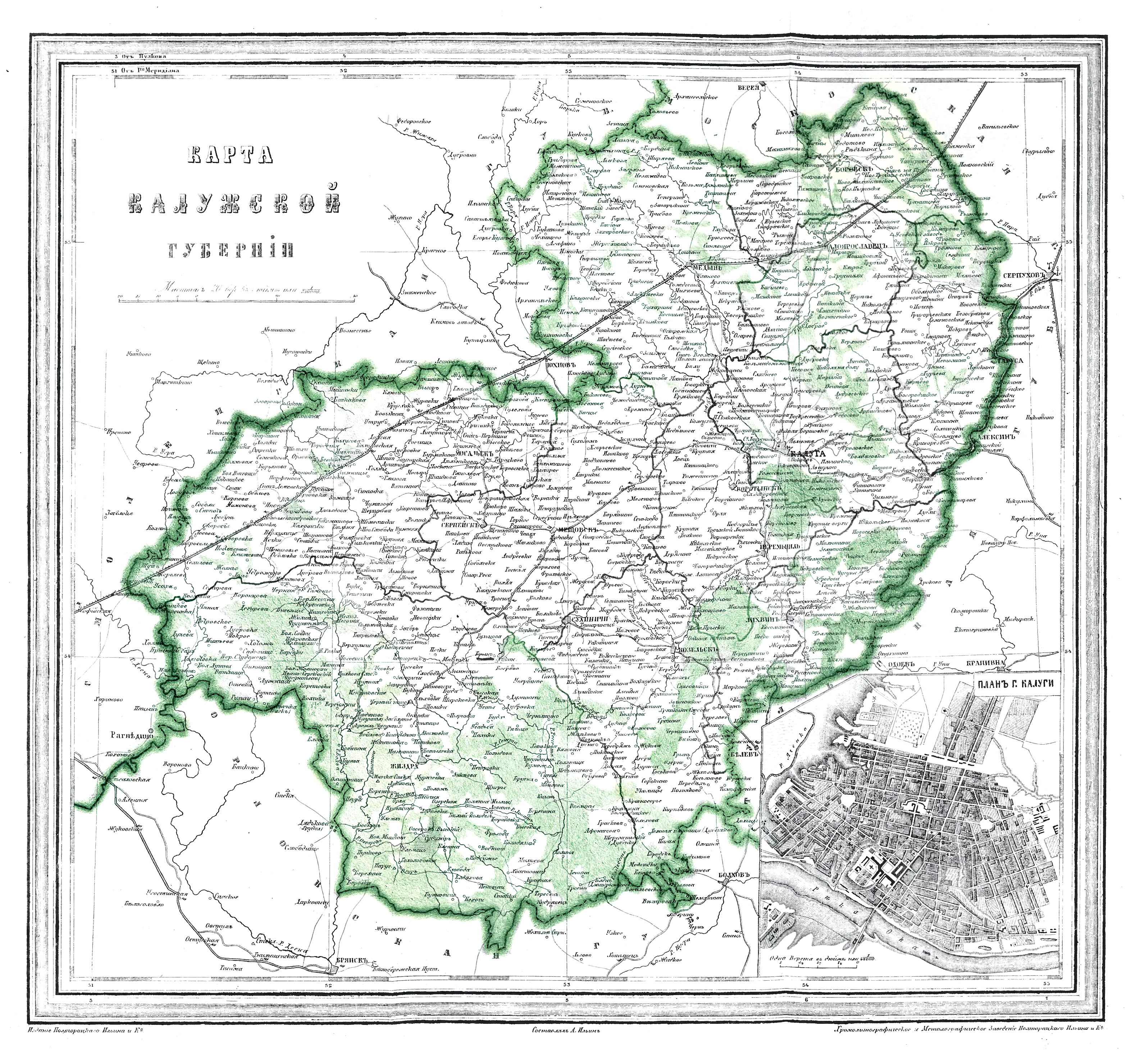 Карта шуберта калужской губернии 1860 с привязкой