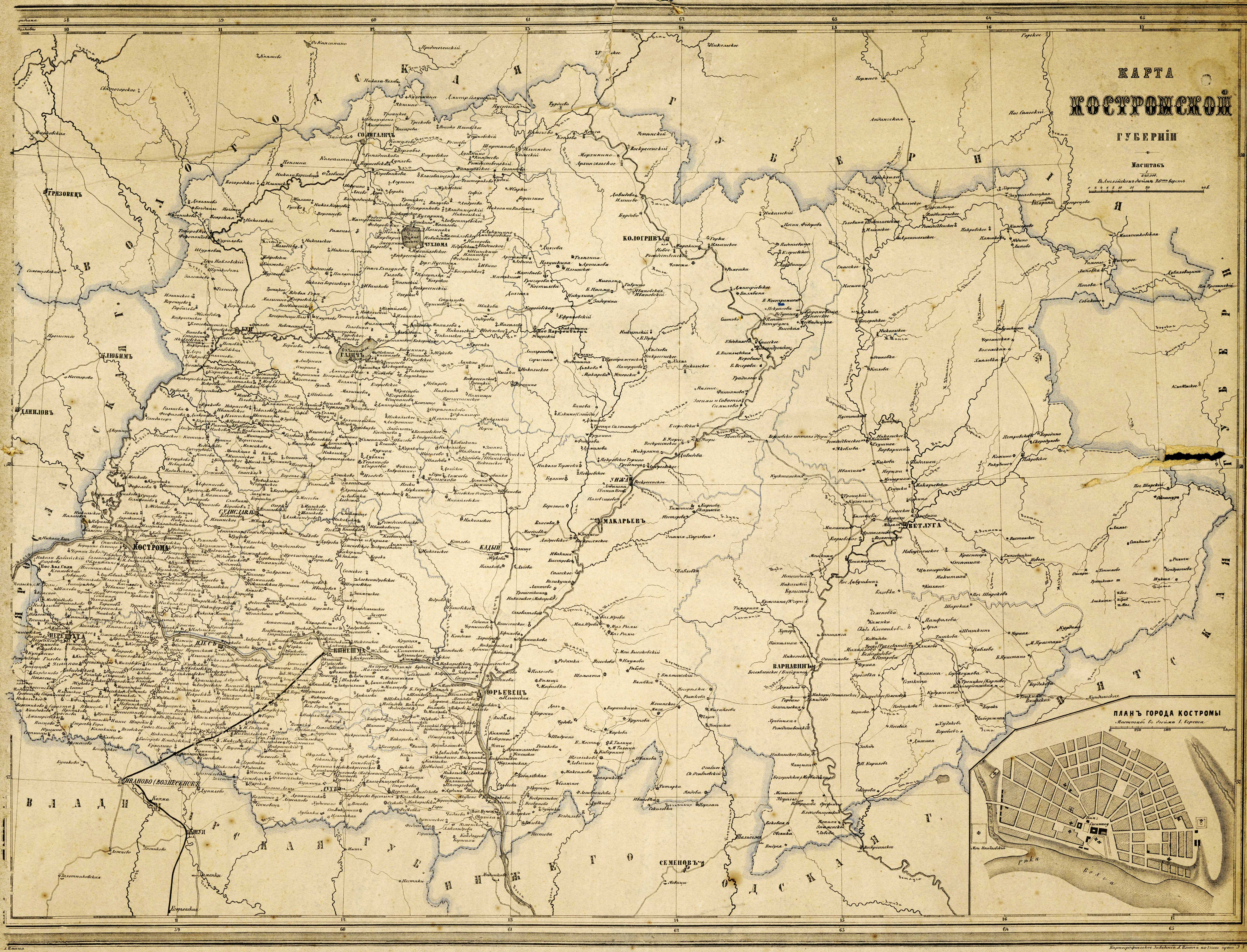 Карта юрьевецкого уезда костромской губернии