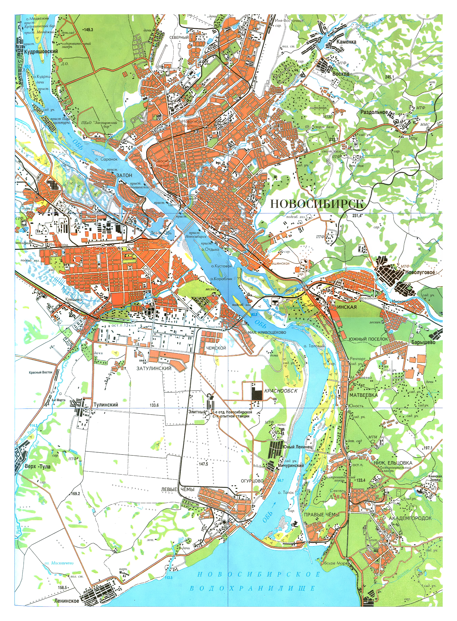 Карта новосибирска 1990 года