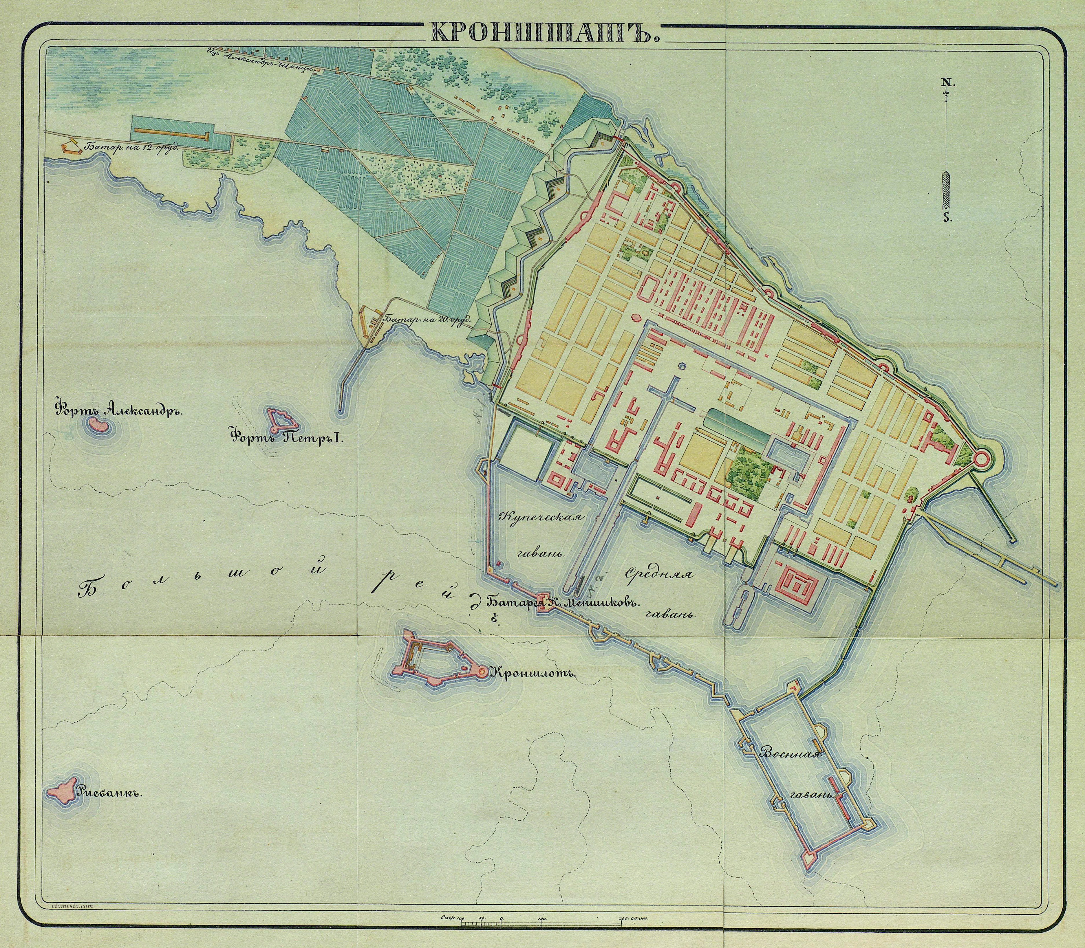 Карта Кронштадта 19 века